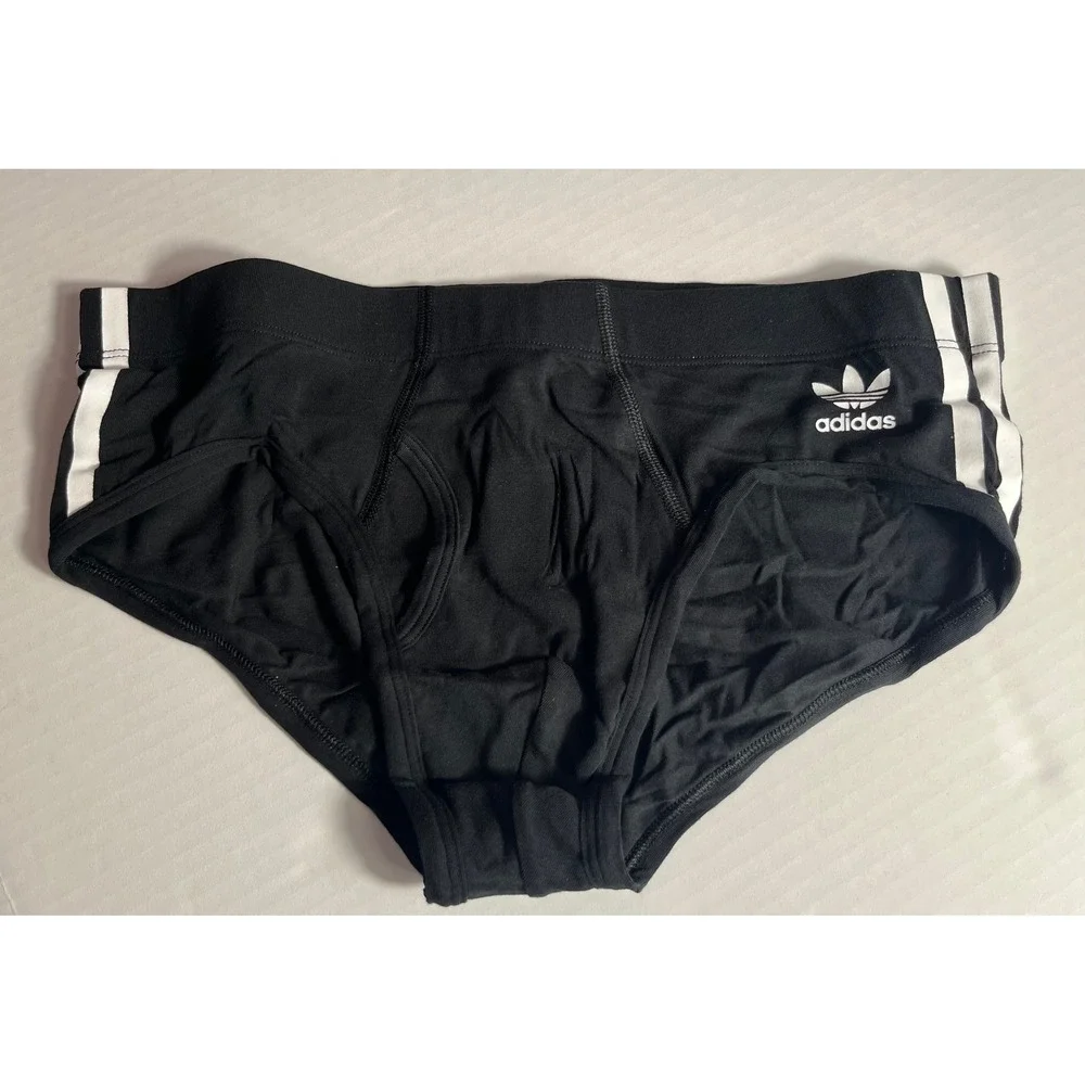 Adidas 3 Pack Comfort Flex Cotton 3 Stripes Briefs Black Size Medium 32-34